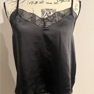 Sleek Black Satin Lace Cami Top- Check description!